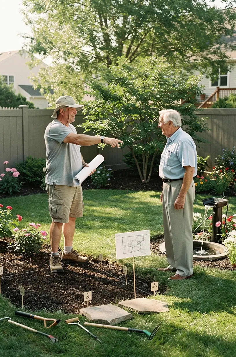 Native plants in small garden landscape design.